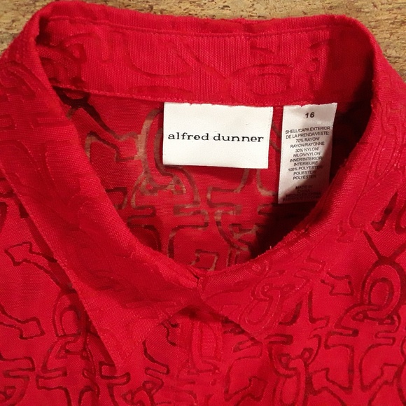Alfred Dunner Tops - Alfred Dunner RED Sheer Cut Out Blouse size 16